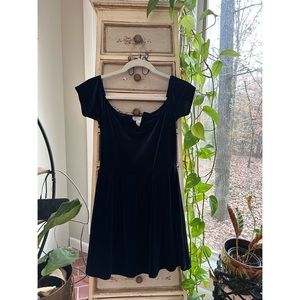 Dark Blue Velvet Mini Dress